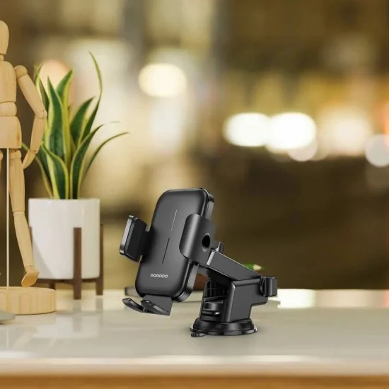Porodo Adjustable Clamps Dash & Windshield Mount - Black